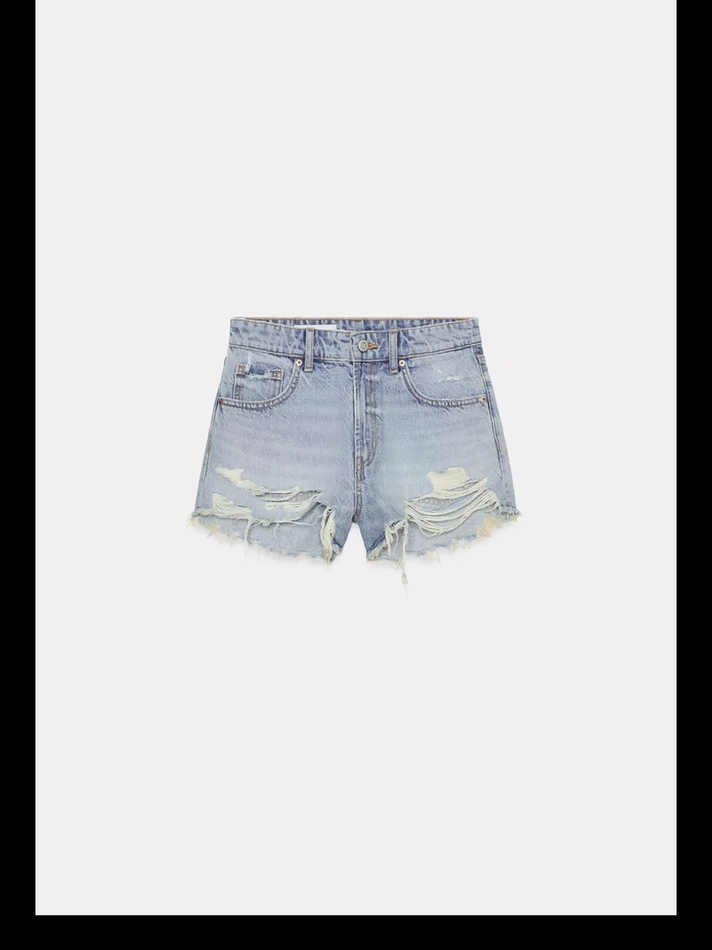 Zara White Distressed Denim Jean Shorts